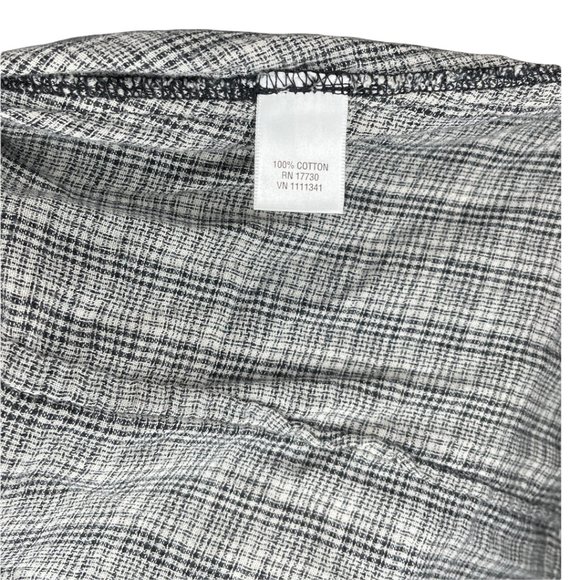 Converse Womans Plaid Shirt Smocked Fitted Top Button Up Cream Size M - Picture 6 of 7